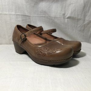 Dansko Savanna Olive Green Leather Mary Jane Clog